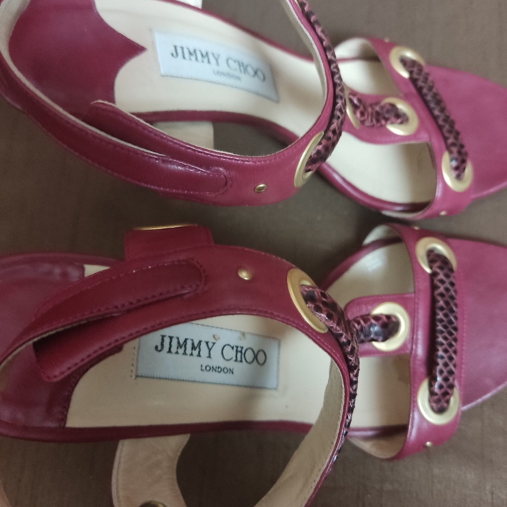 Jimmy Choo Pink and Gold Strappy Heels - Picture 6 of 9
